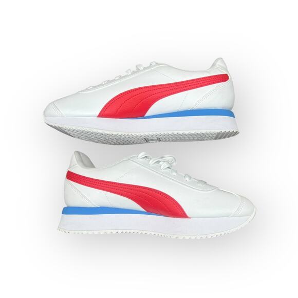 Puma Turino Platform Sneakers Red White and Blue NWOT Size 8.5 - Picture 3 of 10